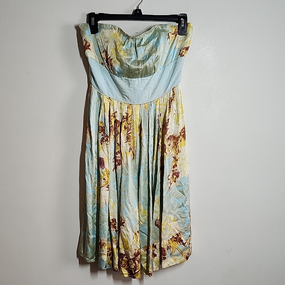 Plenty by Tracy Reese 100% Silk Empire Waist Dress in Yellow Floral Print